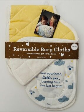 Demdaco Reversible Baby Burp Cloths - Set of 2 Yellow and White
